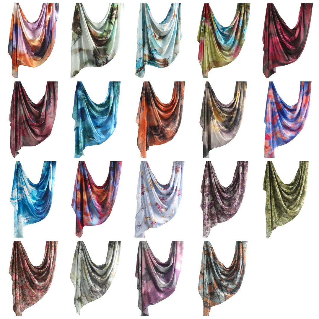 Plain Crinkle Satin Chiffon Hijabs for Women