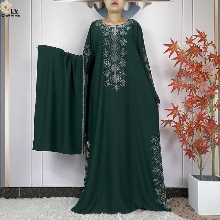 Muslim Women Diamonds Dashiki Abaya