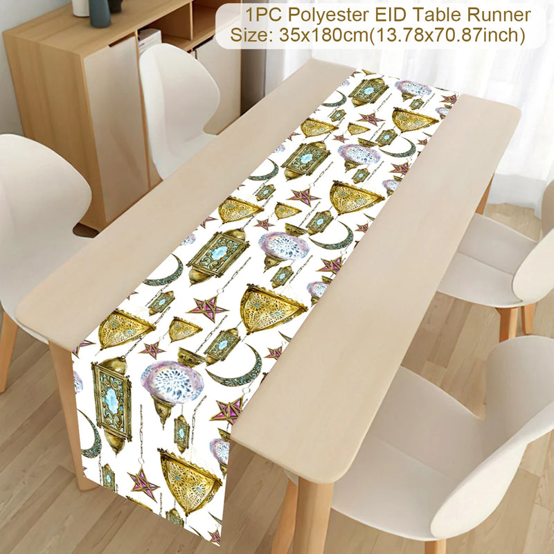 Ramadan Kareem Polyester Table Runner Ramadan Decoration For Home 2025 Islamic Muslim Party Supplies Gift EID Mubarak Al Adha