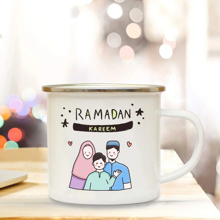 Muslim White Enamel Coffee and Tea Mug