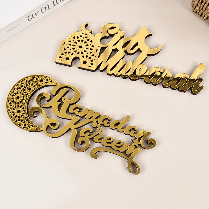 Ramadan Mubarak Acrylic Ornament 2025 Eid Mubarak Ramadan Kareem Decoration for Home