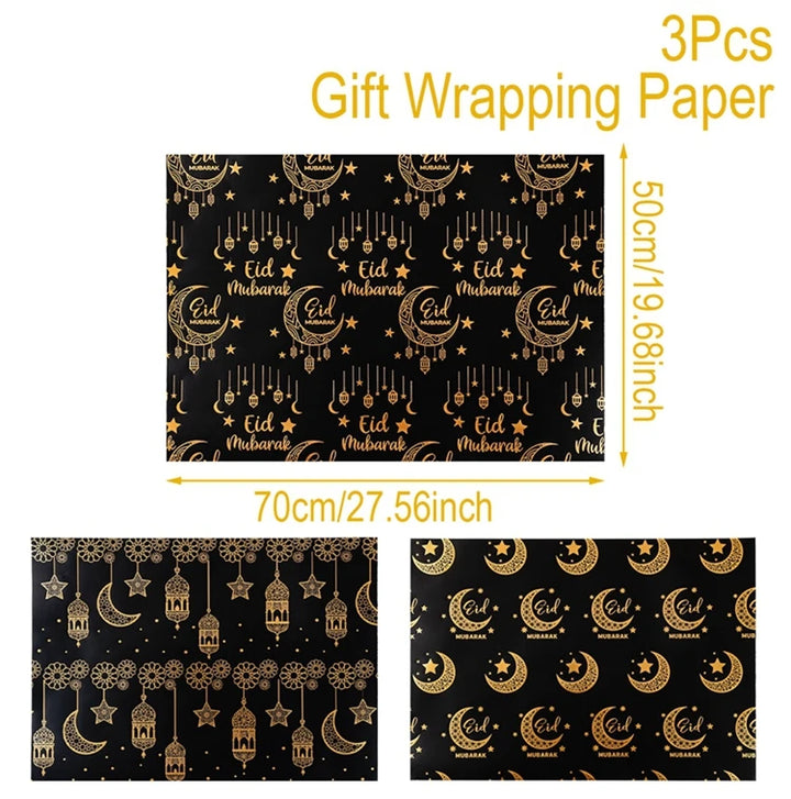4/8/12pcs Eid Ramadan Mubarak Gift Wrapping Paper