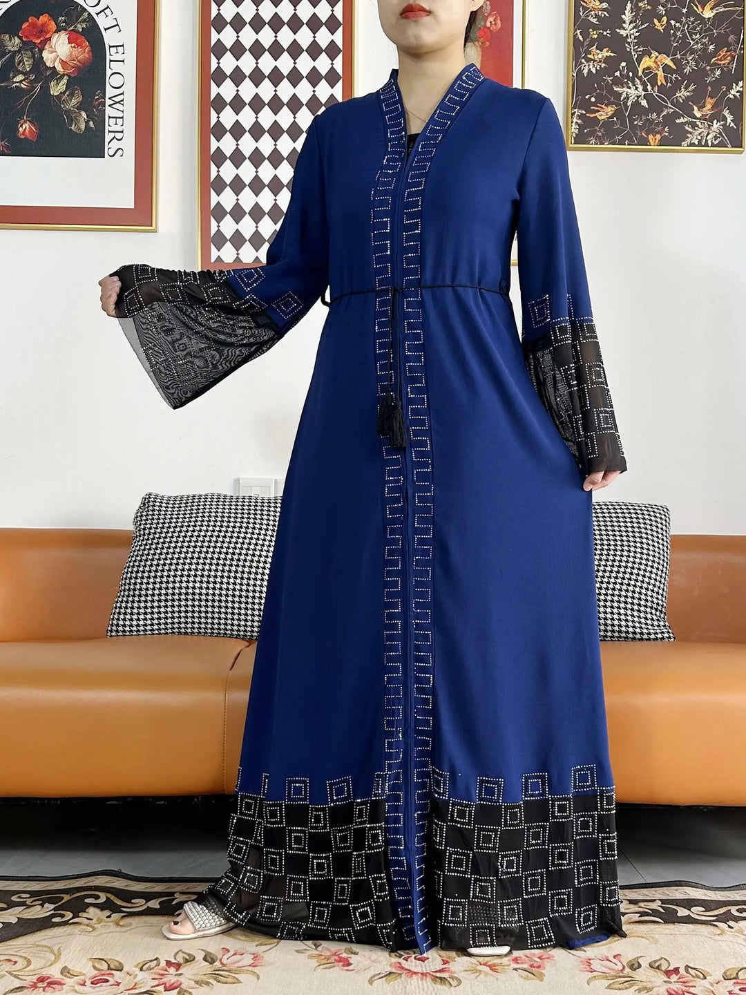 Women Long Sleeve Chiffon Abaya