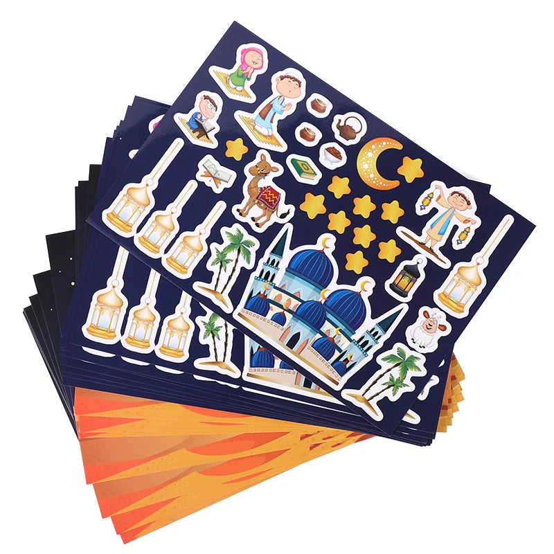 12pcs Eid Mubarak DIY Stickers for Kids