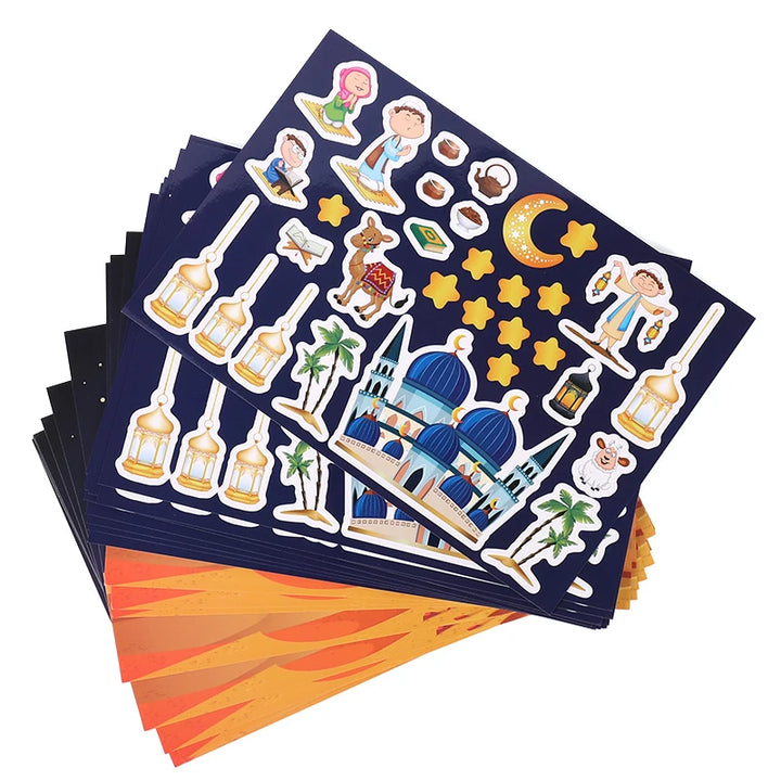 12pcs Eid Mubarak DIY Stickers for Kids