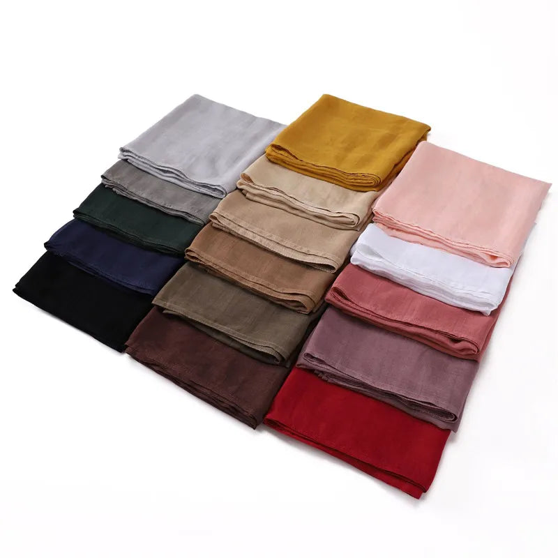 Women Big Size Plain Solid Cotton Rayon Hijab