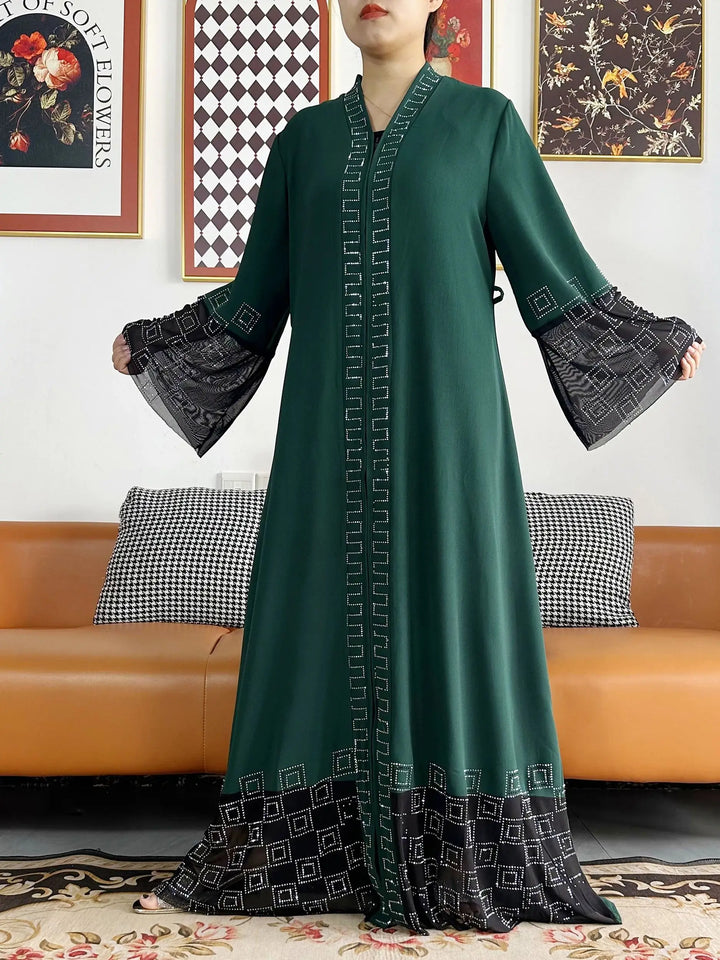 Women Long Sleeve Chiffon Abaya