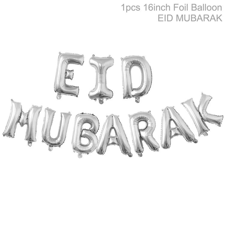 Eid Mubarak Banner Balloon Ramadan Decoration 2025 for Home Ramadan Kareem Banner Islamic Muslim Party Decor Eid Al Adha Gifts