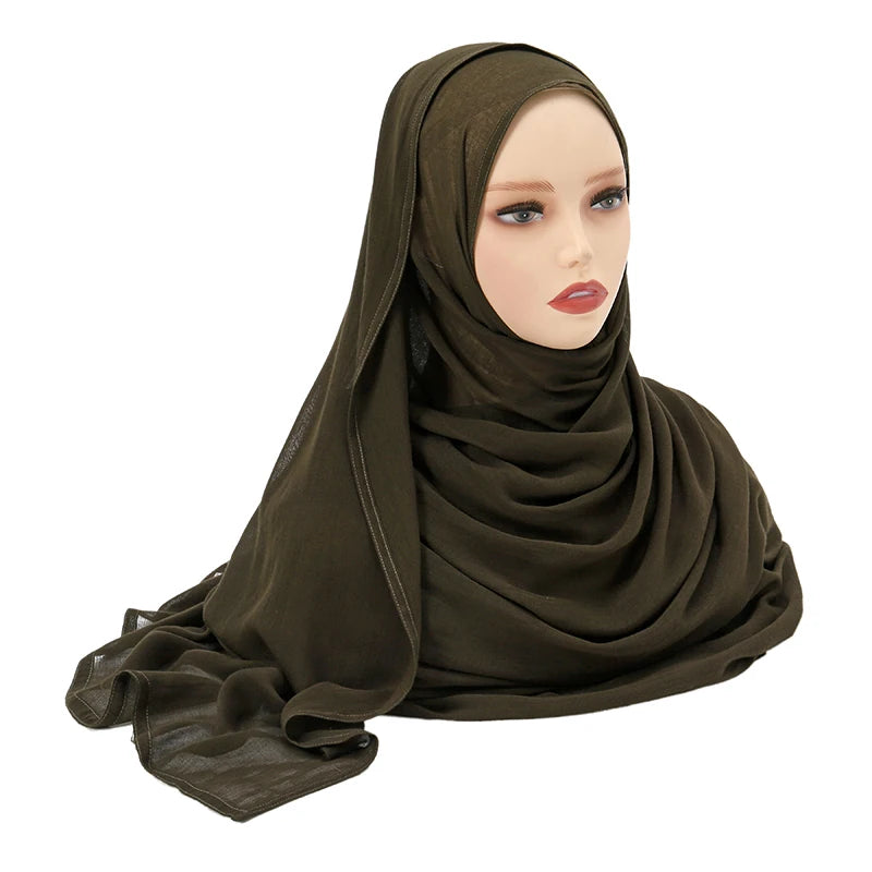 Muslim Modal Hijab Rayon Cotton Shawls For Women Plain Scarf Big Size Headscarf Islamic Turban Headband 190*85cm