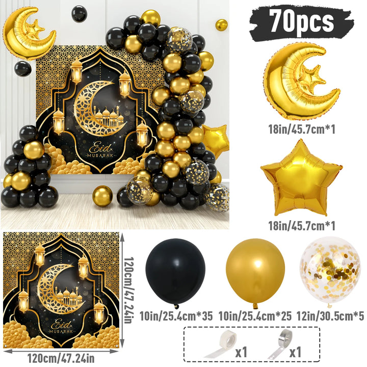 Eid Mubarak Green Gold Balloon