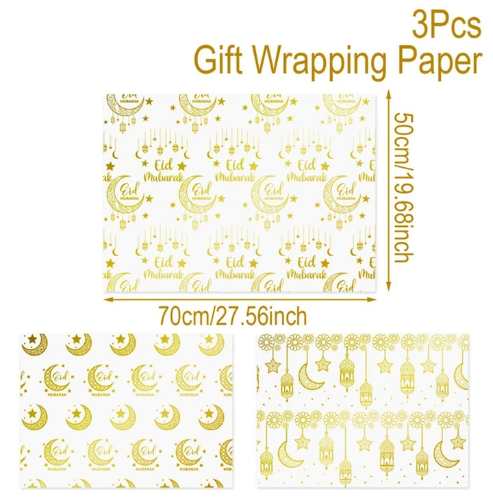 4/8/12pcs Eid Ramadan Mubarak Gift Wrapping Paper