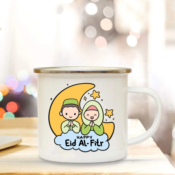 Muslim White Enamel Coffee and Tea Mug